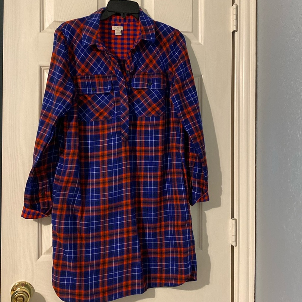 J CREW cotton light flannel shirt dress size small